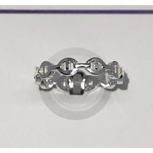 On 34th Jewelry - Rhodium Plated Chain Link Ring (Size 6) Style Women's Fashion Everyday Wear NEW